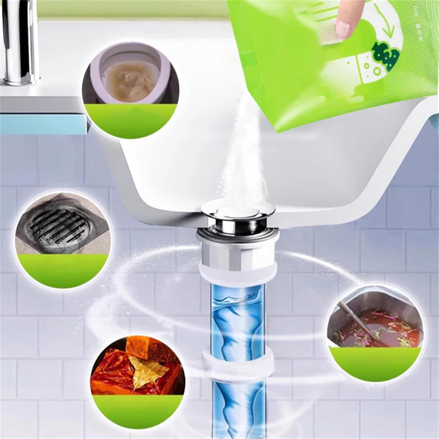 Powerful Pipeline Dredging Powder, 80g Powerful Sink And Drain Cleaner Powder, Drain Clog Remover Agent, Powerful Pipe Unclogger, Multi-Purpose Pipe Cleaner For Kitchen Bathroom Toilet (2PC)