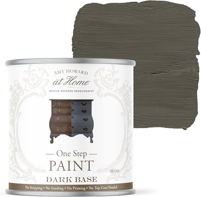 AMY HOWARD AT HOME Chalk-Based One Step Paint for Furniture, Cabinetry, Decor, Finish, and More | No Stripping, Sanding, or Priming | Dark Base | 16 Ounce | Graphite
