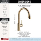 Delta Trinsic Brushed Gold Kitchen Faucet with Pull Down Sprayer, Modern Single Hole Kitchen Sink Faucet, Single Handle, Champagne Bronze 9159-CZ-DST