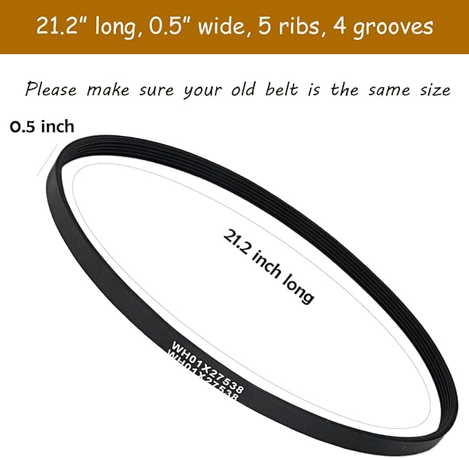 Upgraded WH01X27538 Washer Drive Belt Compatible with GE, with Hotpoint Washing Machines, Replaces AP6037512, AP6328256, PS11767488, PS12299369, 4587903