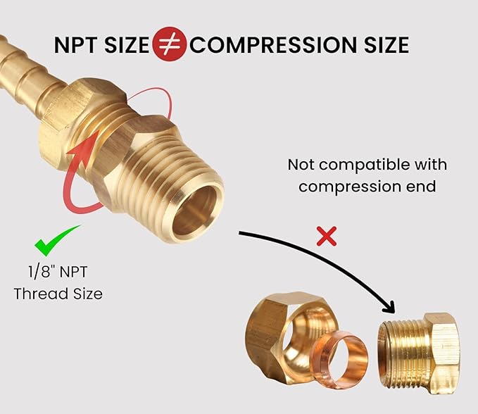 4pcs Heavy Duty 1/4 NPT Male Thread to 1/8 NPT Female Thread Brass Reducer Hex Bushing Brass Fitting Pipe Hose Tube Adapter Convert, Thread 0.5" OD to 0.375" ID