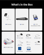 ANNKE 8CH 3K Lite AI DVR with Human/Vehicle Detection, H.265+ Surveillance Security Camera System with Audio and 4pcs 1080P Security Cameras with Dual Light, IP67, Color Night Vision, 1TB Hard Drive