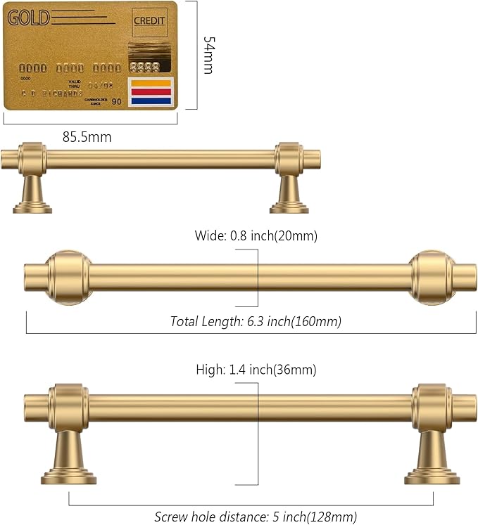 Amerdeco 10 Pack Champagne Bronze Cabinet Pulls 5 Inch(128mm) Hole Center Drawer Pulls Cabinet Hardware Kitchen Cabinet Handles for Bathroom Dresser Pulls ZH0069