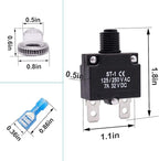 mxuteuk 5Pcs 7Amp Circuit Breakers Push Button Manual Reset 125/250V AC 32V DC,Overload Protector Switch Thermal Circuit Breakers with Quick Connect Terminals and Waterproof Button Caps ST1-5-7A