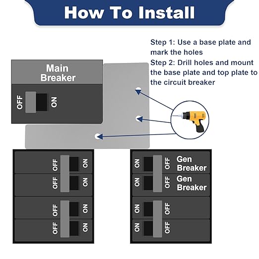 Generator Interlock Kit for Murray or Siemens 150-200 Amp Panels,7/8 to 1 1/4 Inch Breaker Spacing, Safe & Easy Home Generator Connection (SIE-P2)