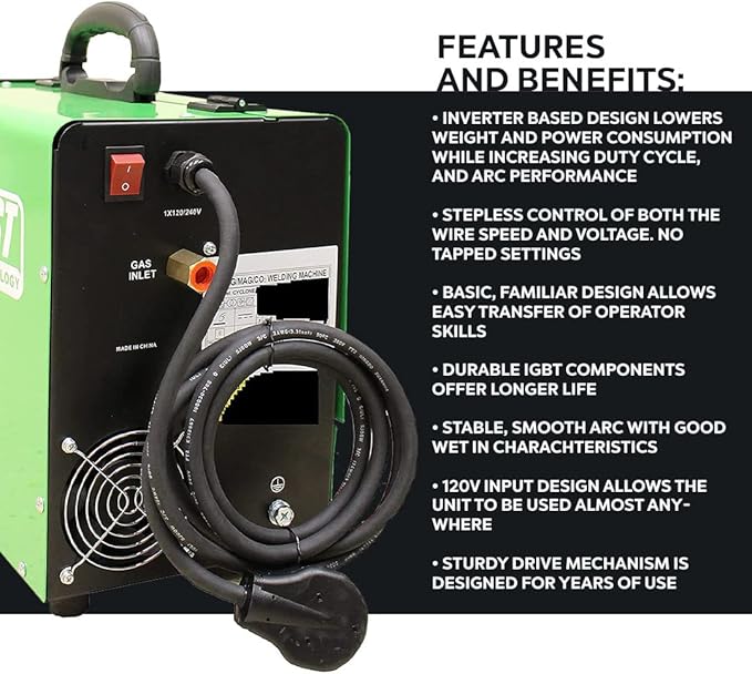Cyclone 140E MIG Welder – 140 Amp Flux Core Welding Machine | 110V Portable Welder for Home & DIY Projects