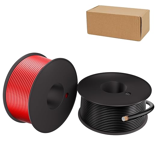 14 Gauge Electrical Wire 2 Pack Total 100ft-Black 50 ft and Red 50 ft Soft Flexible Copper-Clad Aluminum(CCA) 14 AWG PVC Wire for Lamp, Household Appliances RC Toys, Models, Auto, Electronics