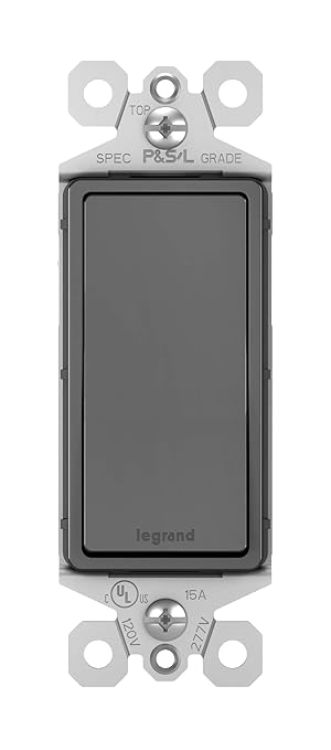 Legrand radiant TM873BKCC10 15 Amp Rocker Wall Switch, 3-Way Decorator Light Switches, Black (1 Count)