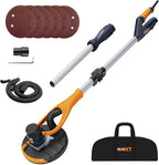 MAXXT Drywall Sander, Lightweight Popcorn Ceiling Removal Tool, 5 Variable Speed Foldable Telescopic Electric Drywall Sander, 800-1700RPM Vertical Power Ceiling Sander With 6pcs SandPapers, Bag