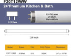 (6Pack) F20T12/WW T12 20W 2ft Fluorescent Tube Light Bulb,F20T12/DSW/RP Soft Warm White,24 inch, Premium Kitchen and Bath,1150 Lumen, 20 watt,3000K