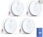 Jemay Smoke Detector, Photoelectric Smoke Alarm with 9V Backup Battery, Hardwired Interconnected Smoke Detector, Fire Alarm with Test/Silence Button for Home, 4 Packs