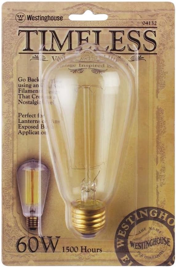 Westinghouse 0413200 60 Watt ST20 Amber Timeless Vintage Inspired Bulb with Medium Base (Pack of 2)