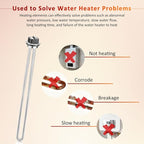 Mornajina 2 Packs 02582 Electric Water Heater Elements 4500W 240V, Hot Water Heater Replacement Parts Screw-in RV Hot Water Heater Fit Most Models, Straight Type