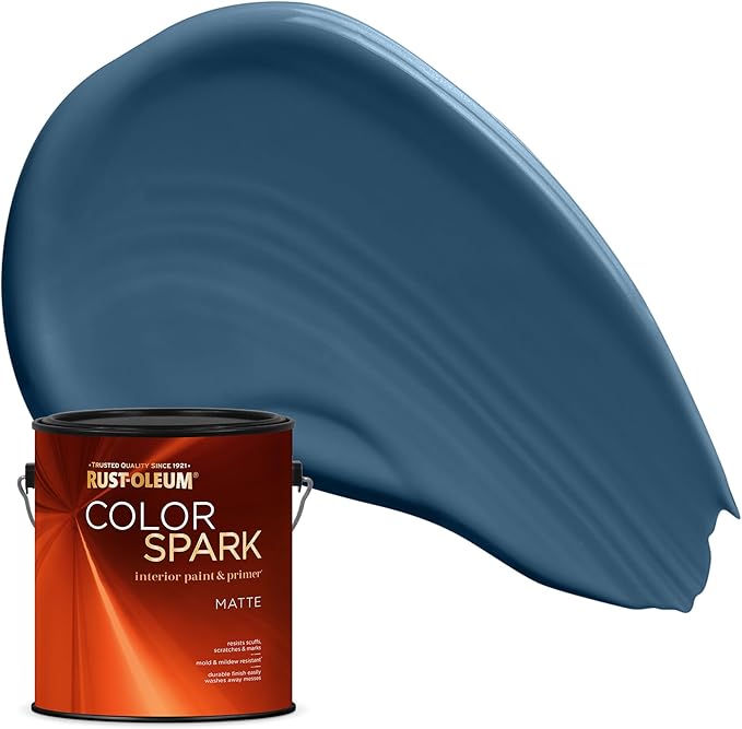 Rust-Oleum Color Spark Interior Paint and Primer in One, Matte, Denim, 1 Gallon