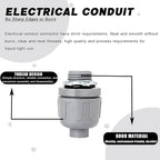 1/2 inch Liquid Tight Connector PVC Flexible Conduit Connector, Straight 180 Degree UL Listed Liquid Tight Connector, Non-Metallic Electrical Conduit Fittings (24 Pack)