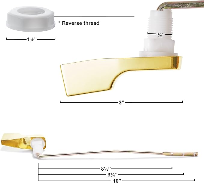 Qualihome Mansfield Toilet Handle Replacement, Front Mount Toilet Tank Lever Flush Handle (Brass/Gold)