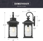 zeyu 21.2 Inch Outdoor Wall Fixture, Large Outdoor Sconce Lights for Patio Garage, Die-Cast Aluminum with Water Ripple Glass, Black Finish, ZD99B-M BK-WP