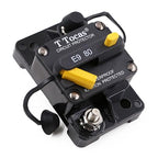 T3 Surface-Mount 80 Amp Circuit Breaker with Manual Reset Switch Button, 12V - 48V DC, Waterproof 80A