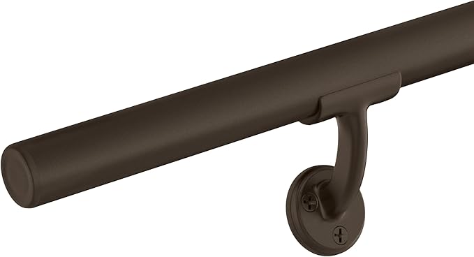 Meranti Aluminum Handrail for Indoor or Outdoor Steps and Stairs – Hand Rails for Elderly – DIY Complete Stair Railing Kit (AHR, Bronze Textured, 6' Length)