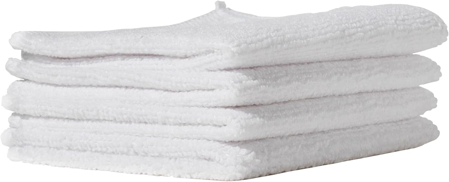 Furniture Clinic Pack of 4 Microfiber Cloths – Lint Free - White Cleaning Cloths - Reusable and Washable