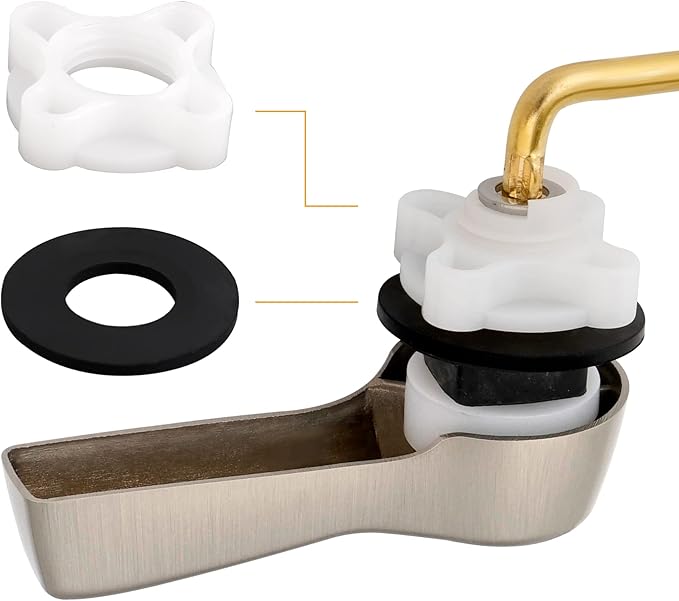 Hibbent Universal Metal Side Mount Toilet Handle Replacement Kit, Brass Toilet Flush Tank Lever with Stainless Steel Flapper Chains for Most Toilets, Brushed Nickel