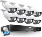 ZOSI 24CH 4K Spotlight PoE Security Camera System with Person Vehicle Detection,8pcs 4K Outdoor PoE Cameras,2 Way Talk,H.265+ 16CH 8MP NVR with 4TB HDD for 24/7 Recording