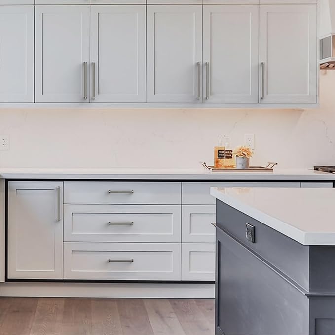 Amerdeco 10 Pack Brushed Satin Nickel knurled Cabinet Pulls 6.3 Inch Hole Centers Kitchen Cabinet Handles Hardware Kitchen Handles for Cabinets Handles ZH0064