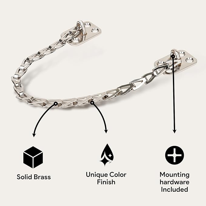 MEGA HANDLES Transom Door Chain 12-Inch, Door Chain Stopper for Transom Windows, Cabinet Door Restraint, Chain Lid Support, Durable Transom Window Hardware for Enhanced Safety - Polished Chrome