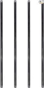 PIPE DÉCOR 1/2” x 30” Malleable Cast Iron Pipe Nipple, Pre Cut Connectors, Industrial Steel Grey Fits Standard Half Inch Black Threaded Pipes Nipples and Fittings, Build Vintage DIY Furniture, 4 Pack