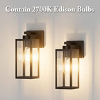 Tipace Outdoor Wall Lantern 2 Pack Black Exterior Wall Sconce with Clear Glass Shade Wall Mount Lights for Entryway,Porch,Doorway(2700K E26 Bulbs Include)
