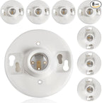 8 Pcs Medium Base E26 Lamp Holder Ceiling Light Sockets White Bulb Socket Incandescent Fluorescent CFL Lamp Holder 660w 250v (Porcelain)