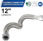 (Pack of 2) EFIELD 12-inch Length 3/4" FIP X3/4" Fip Flexible Stainless Steel Corrugated Hose Connector for Water Heater, Water Softener,(HOSE038)