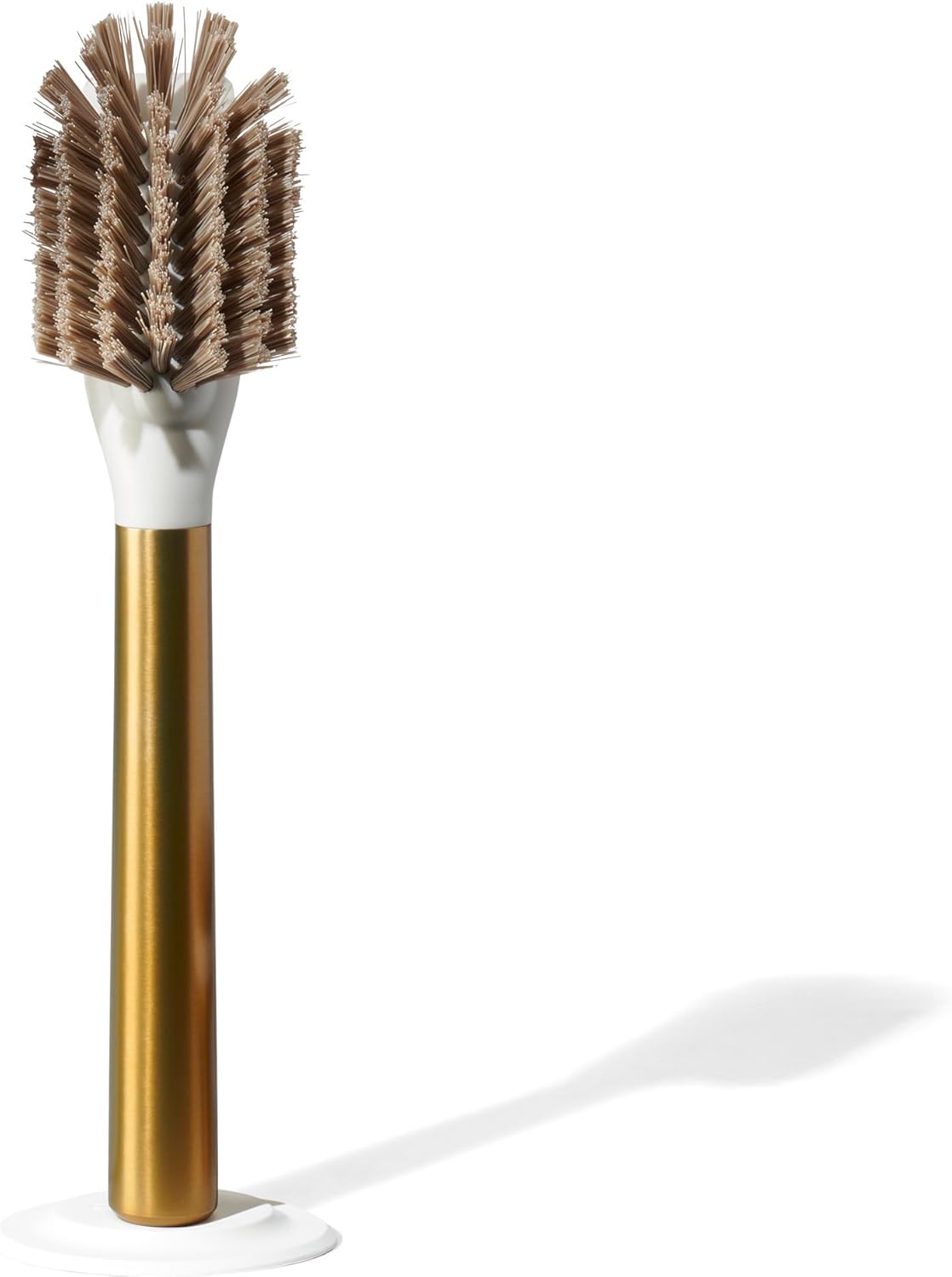 Ionic Dish Brush, Magnetized to Stand Upright, Stainless Steel with Replaceable Head, Brass/Gold