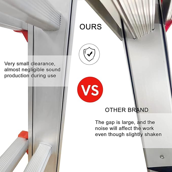 Ladder, A Frame 4 Step Ladder Extension, 14 FT Anti-Slip Multi Position & Storage Folding Ladder, 330 lbs Security Load Telescoping Aluminum Ladders for Stairs Home Indoor Outdoor Roof