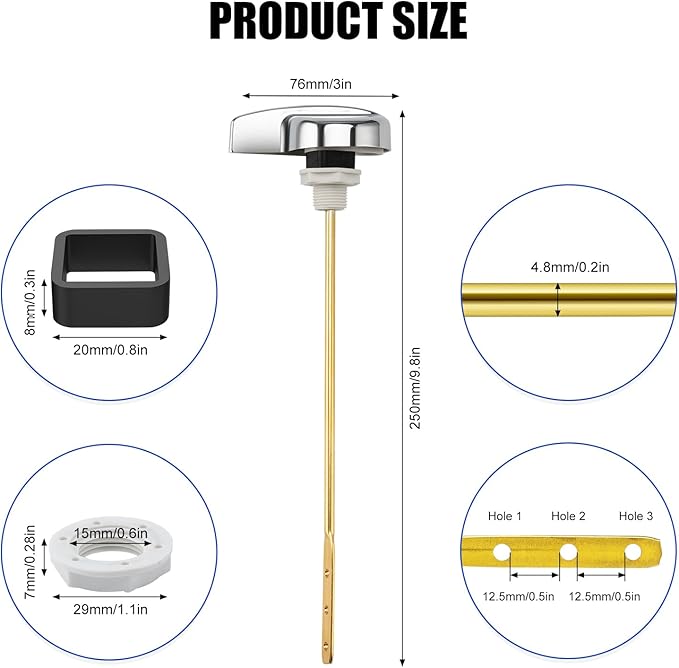 Toilet Handle Replacement Parts Kit, Side Mount Toilet Flush Handle for TOTO THU004-CP Trip Lvr for TOTO ST701, CST854, CST884 (Zinc Alloy & Copper Lever)