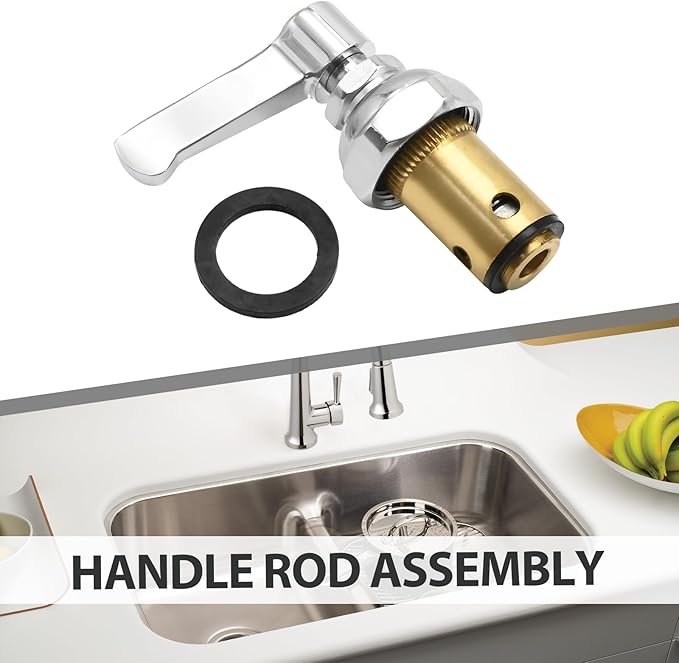 Anxingo 002714-40 Handle Stem Assembly, Replacement for T&S Faucets, Red Hot Side Spindle Assembly Valve Replacement Part