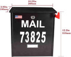 Wall Mount Locking Mailbox - Black Large Capacity Security Mailbox - Waterproof Stainless Steel Vertical Drop Mail Box Outdoor with Key