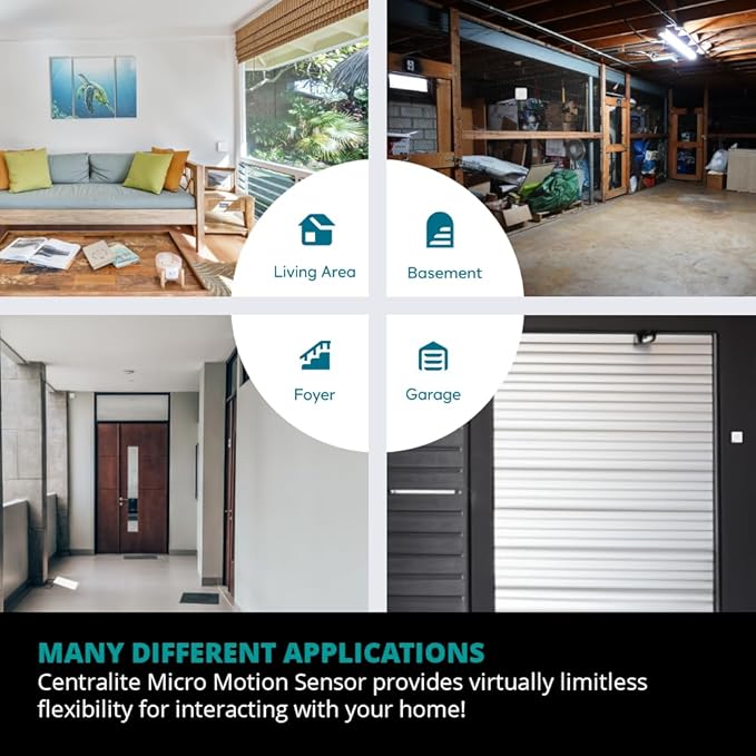 by Ezlo Micro Motion Sensor - Home Automation and Security - Lighting Scenes, Security Alarm, Alerts upon Motion Detection - Zigbee