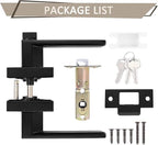 Probrico 3 Pack Entry Door Lever with Lock and Key,Entrance Door Handles for Office and Front Door,Matte Black Door Knobs Keyed Alike Same Key Lockset (Each with 3 Keys)