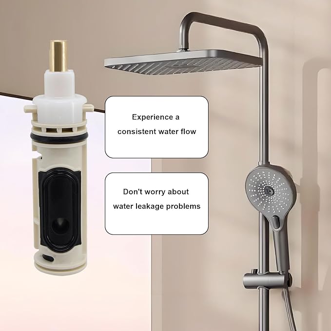 Shower Cartridge Replacement Compatible with Moen 1222, Brass Stem, Pressure-Balanced, Includes Retaining Clip and Disassembly Tool, for One-Handle Posi-Temp Tub & Shower Faucet (1-Pack)
