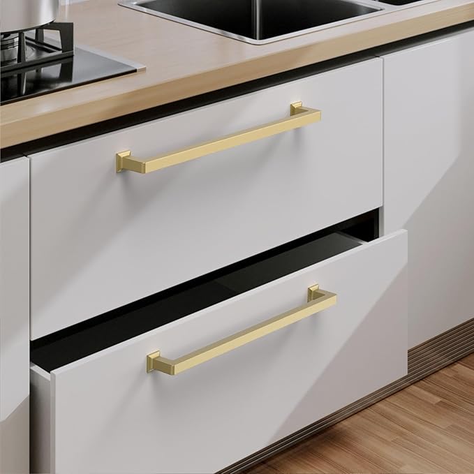 6 Pack Long Gold Cabinet Pulls - 12.6 Inch Kitchen & Wardrobe Handles