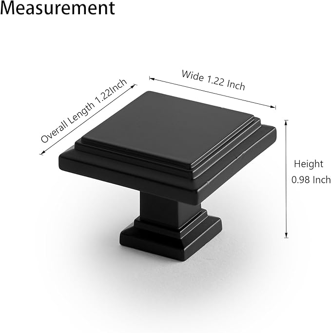 10 Pack Matte Black Cabinet Knobs Drawer Knobs Modern Cabinet Pulls Kitchen Cabinet Handles Kitchen Cabinet Hardware Timeless Drawer Pulls for Dresser Cupboard Wardrobe, M-Black(1x10)