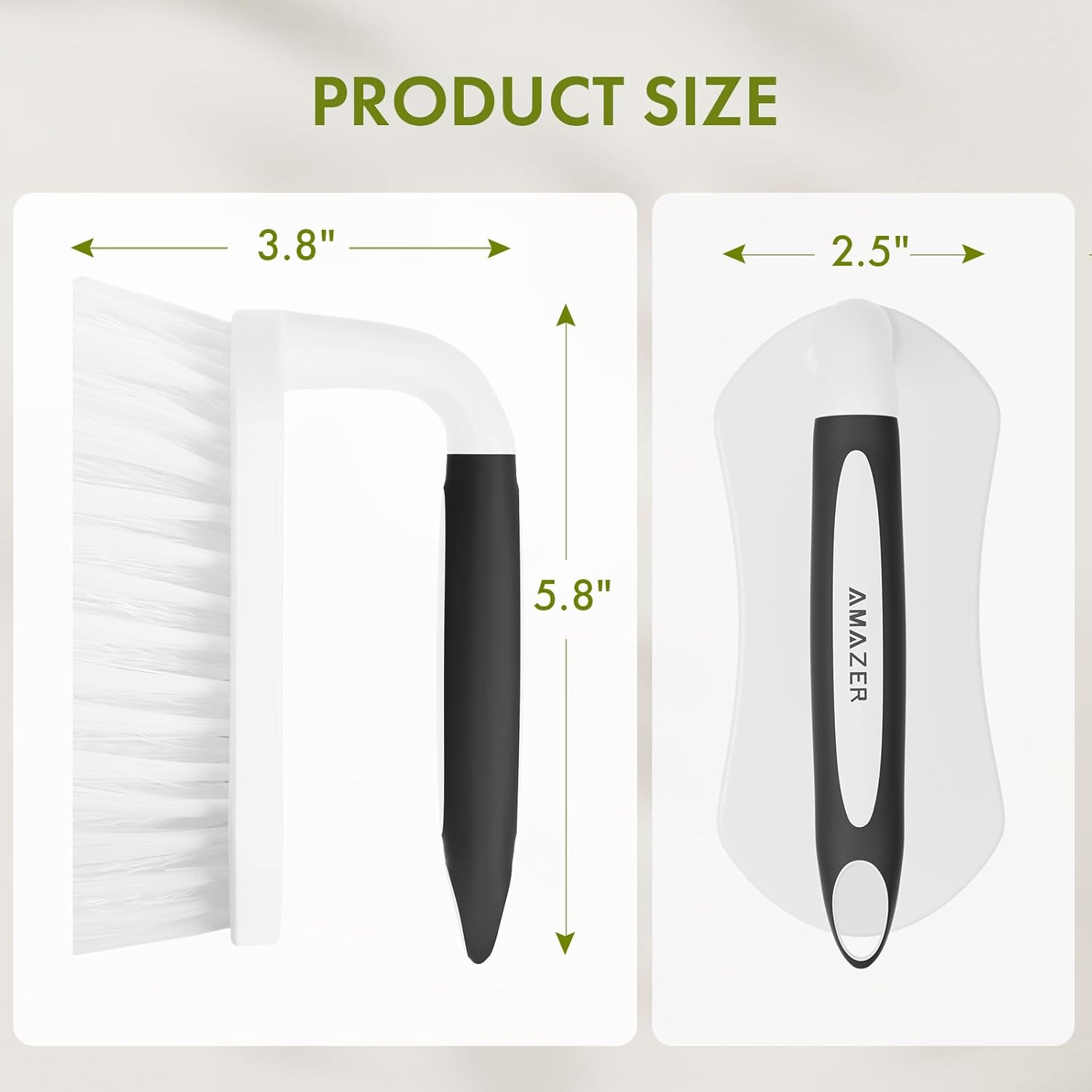 Amazer Scrub Brush for Cleaning Comfort Grip Shower Scrubber Stiff Bristles with Handle Heavy Duty Cleaner Brush for Tub Sink Carpet Floor - Pack of 2 (Black+Black)