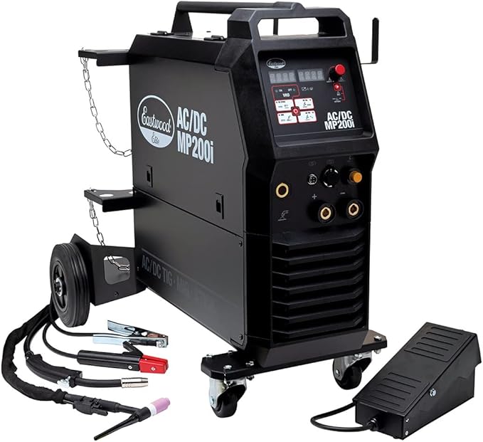 Eastwood Elite 200 Amp Multi-Process AC/DC MP200i Welder | TIG Welder High Frequency Start and Foot Pedal | Welding Machine with MIG Stick Welder | 120V OR 240V Dual Voltage | Tig Welder AC/DC | Black