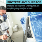 MAXIFILM 20ft x 250ft Roll of Blue Overspray Paintable Masking Plastic Sheeting -8 Micron, 0.3 Mil, Protective Masking Film Cover, Auto Painting, Cover Cloth Home Walls Furniture (2, 20ft x 250ft)