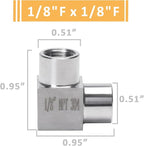 90 Degree Street Elbow - 1/8" NPT Female to 1/8" NPT Female Stainless Steel 304 Heavy Duty Forged Square Barstock Street Elbow Adapter Pipe Fitting (pack of 5)