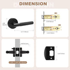 Black Interior Door Handle Locking, 1 Pack Knurled Privacy Modern Door Lever, Keyless Bed and Bath Door Lock, Round Reversible Handle