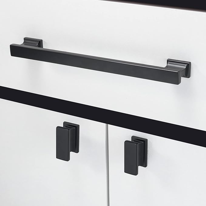 COTYKILEY 10 Pack 7.5 Inch(192mm) Matte Black Cabinet Handles Black Kitchen Cabinet Pulls Cabinet Door Handles Kitchen Cabinet Hardware