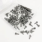 QSJ 120PCS #8 x 1/2'' Sheet Metal Screws 410 Stainless Steel Hex Washer Head Fast Self Tapping Screws with Screwdriver Bit Silver