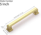 10 Pack 5 Inch(128mm) Hole Center Gold Modern Cabinet Pulls Kitchen Cabinet Handles Kitchen Cabinet Hardware Timeless Drawer Pulls for Dresser Cupboard Wardrobe, P-Gold(5x10)